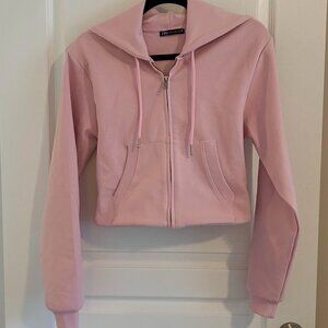 ZARA Cropped Hoodie in Soft Pink — Size M